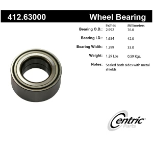 Centric Premium™ Front Passenger Side Double Row Wheel Bearing for 2001 Dodge Neon - 412.63000