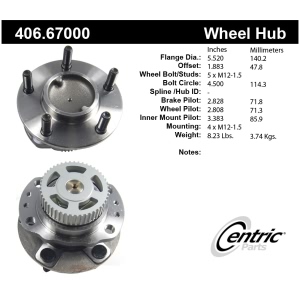 Centric Premium™ Wheel Bearing And Hub Assembly for 1996 Plymouth Grand Voyager - 406.67000