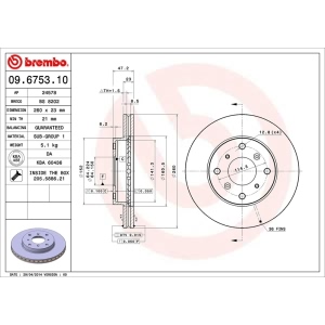 brembo OE Replacement Vented Front Brake Rotor for 1993 Honda Prelude - 09.6753.10