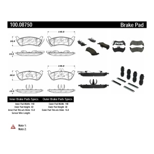 Centric Formula 100 Series™ OEM Brake Pads for 1998 Mercedes-Benz ML320 - 100.08750