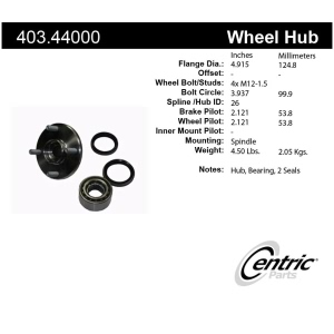 Centric Premium™ Wheel Hub Repair Kit for 1998 Toyota Corolla - 403.44000