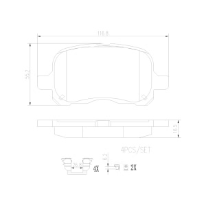 brembo Premium Ceramic Front Disc Brake Pads for 1998 Chevrolet Prizm - P83044N