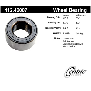 Centric Premium™ Front Passenger Side Double Row Wheel Bearing for 2000 Nissan Sentra - 412.42007