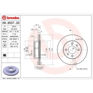 brembo OE Replacement Front Brake Rotor for 2003 Hyundai Accent - 09.9537.20