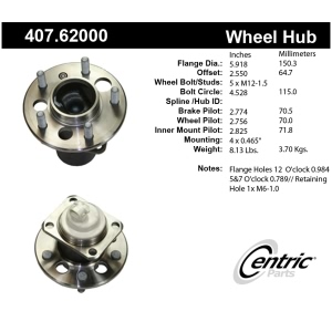Centric Premium™ Wheel Bearing And Hub Assembly for 1999 Pontiac Montana - 407.62000