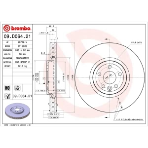 brembo UV Coated Series Front Brake Rotor for 2018 Jaguar F-Pace - 09.D064.21