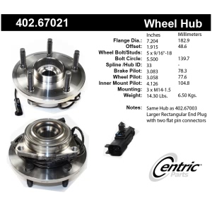 Centric Premium™ Wheel Bearing And Hub Assembly for 2008 Dodge Durango - 402.67021