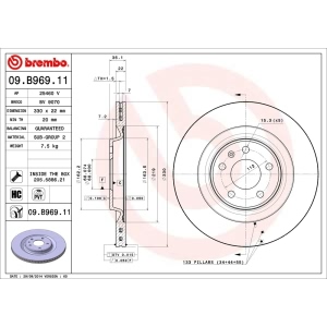 brembo UV Coated Series Vented Rear Brake Rotor for 2017 Audi A6 - 09.B969.11