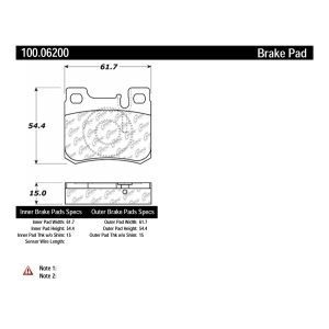 Centric Formula 100 Series™ OEM Brake Pads for 1989 Mercedes-Benz 300E - 100.06200