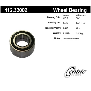 Centric Premium™ Rear Driver Side Double Row Wheel Bearing for 2002 Volkswagen Passat - 412.33002