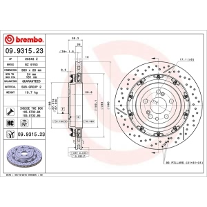brembo OE Replacement Drilled and Slotted Vented Rear Brake Rotor for 2011 Mercedes-Benz SL65 AMG - 09.9315.23