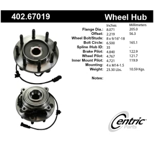 Centric Premium™ Front Passenger Side Driven Wheel Bearing and Hub Assembly for 2010 Dodge Ram 2500 - 402.67019
