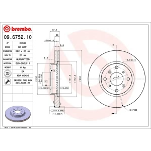 brembo OE Replacement Vented Front Brake Rotor for 1993 Honda Prelude - 09.6752.10