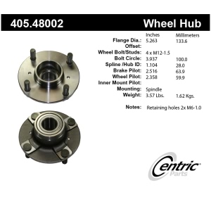 Centric Premium™ Rear Passenger Side Non-Driven Wheel Bearing and Hub Assembly for 1994 Suzuki Swift - 405.48002