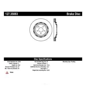 Centric Premium™ OE Style Drilled And Slotted Brake Rotor for Mercedes-Benz CLK55 AMG - 127.35083