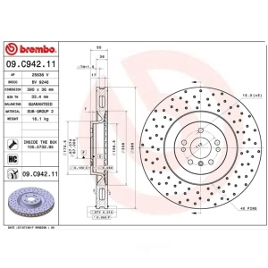 brembo UV Coated Series Drilled Front Brake Rotor for Mercedes-Benz ML63 AMG - 09.C942.11