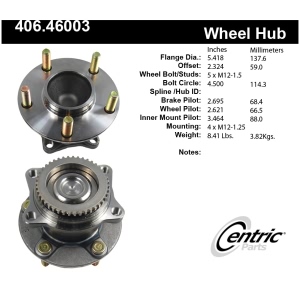 Centric Premium™ Wheel Bearing And Hub Assembly for 2010 Mitsubishi Endeavor - 406.46003