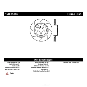 Centric Premium™ OE Style Drilled Brake Rotor for 2012 Mercedes-Benz S600 - 128.35085