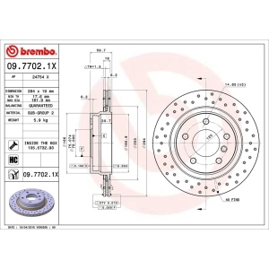 brembo Premium Xtra Cross Drilled UV Coated 1-Piece Rear Brake Rotors for 2000 BMW 328i - 09.7702.1X