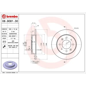 brembo OE Replacement Rear Brake Rotor for 2004 Kia Spectra - 08.9081.30