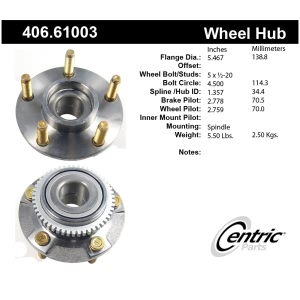 Centric Premium™ Front Driver Side Non-Driven Wheel Bearing and Hub Assembly for 2004 Ford Mustang - 406.61003