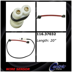 Centric Rear Brake Pad Sensor for 2012 Porsche 911 - 116.37032