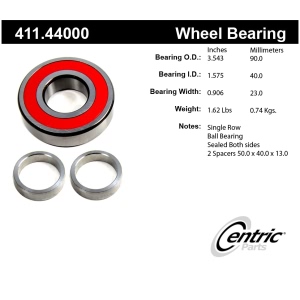 Centric Premium™ Rear Driver Side Single Row Wheel Bearing - 411.44000