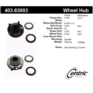 Centric Premium™ Front Axle Bearing and Hub Assembly Repair Kit for 1984 Plymouth Turismo 2.2 - 403.63003