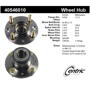 Centric Premium™ Wheel Bearing And Hub Assembly for Mitsubishi Mirage - 405.46010