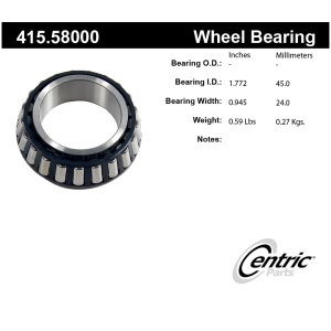 Centric Premium™ Front Driver Side Inner Wheel Bearing for 1985 Jeep Wagoneer - 415.58000