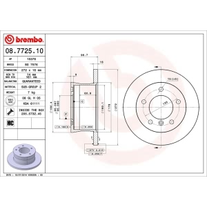 brembo OE Replacement Rear Brake Rotor for 2007 Mercedes-Benz G500 - 08.7725.10