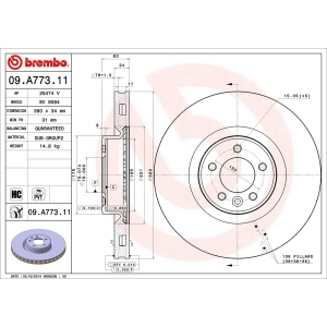 brembo UV Coated Series Vented Front Brake Rotor - 09.A773.11