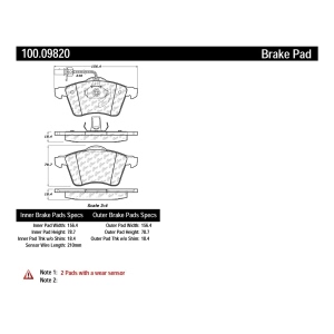 Centric Formula 100 Series™ OEM Brake Pads for 2001 Volkswagen EuroVan - 100.09820