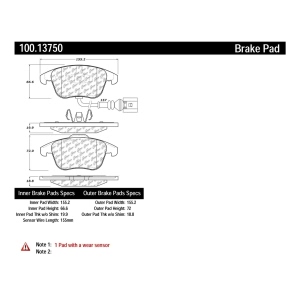 Centric Formula 100 Series™ OEM Brake Pads for 2019 Audi Q3 - 100.13750
