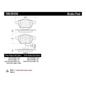 Centric Formula 100 Series™ OEM Brake Pads for 1994 Audi 100 - 100.05550