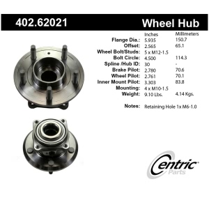 Centric Premium™ Rear Passenger Side Driven Wheel Bearing and Hub Assembly for 2009 Suzuki XL-7 - 402.62021