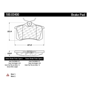 Centric Formula 100 Series™ OEM Brake Pads for Volkswagen Golf Alltrack - 100.03400