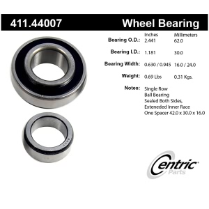 Centric Premium™ Rear Driver Side Single Row Wheel Bearing for Toyota Tercel - 411.44007