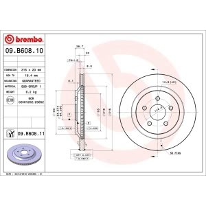 brembo UV Coated Series Vented Rear Brake Rotor for 2007 Ford Freestar - 09.B608.11