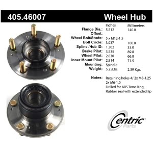 Centric Premium™ Wheel Bearing And Hub Assembly for 1990 Plymouth Laser - 405.46007