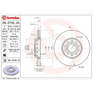 brembo UV Coated Series Vented Front Brake Rotor for 1997 Audi A4 Quattro - 09.5745.21