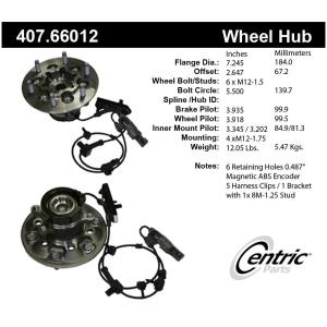 Centric Premium™ Front Driver Side Non-Driven Wheel Bearing and Hub Assembly for 2007 Chevrolet Colorado - 407.66012