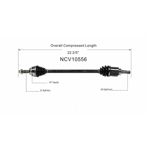 GSP North America Front Passenger Side CV Axle Assembly for 1993 Saturn SL - NCV10556