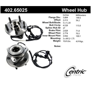 Centric Premium™ Wheel Bearing And Hub Assembly for 2002 Mazda B3000 - 402.65025