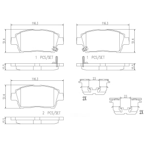 brembo Premium Ceramic Front Disc Brake Pads for 2002 Toyota Echo - P83051N