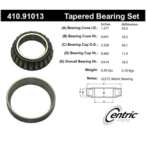 Centric Premium™ Front Passenger Side Inner Wheel Bearing and Race Set for 2003 Ford E-150 Club Wagon - 410.91013