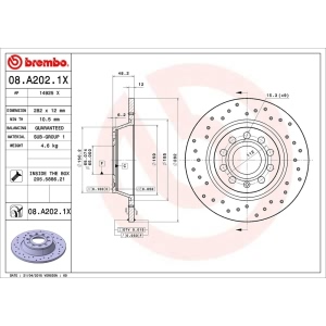 brembo Premium Xtra Cross Drilled UV Coated 1-Piece Rear Brake Rotors for 2007 Volkswagen Jetta - 08.A202.1X