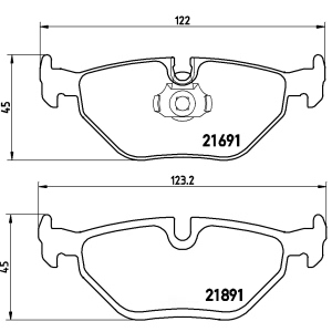 brembo Premium Low-Met OE Equivalent Rear Brake Pads for 2003 BMW 540i - P06023