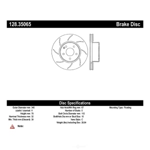 Centric Premium™ OE Style Drilled Brake Rotor for 2001 Mercedes-Benz S600 - 128.35065