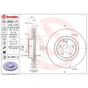 brembo UV Coated Series Vented Front Brake Rotor for 2008 Mercedes-Benz E550 - 09.9825.21